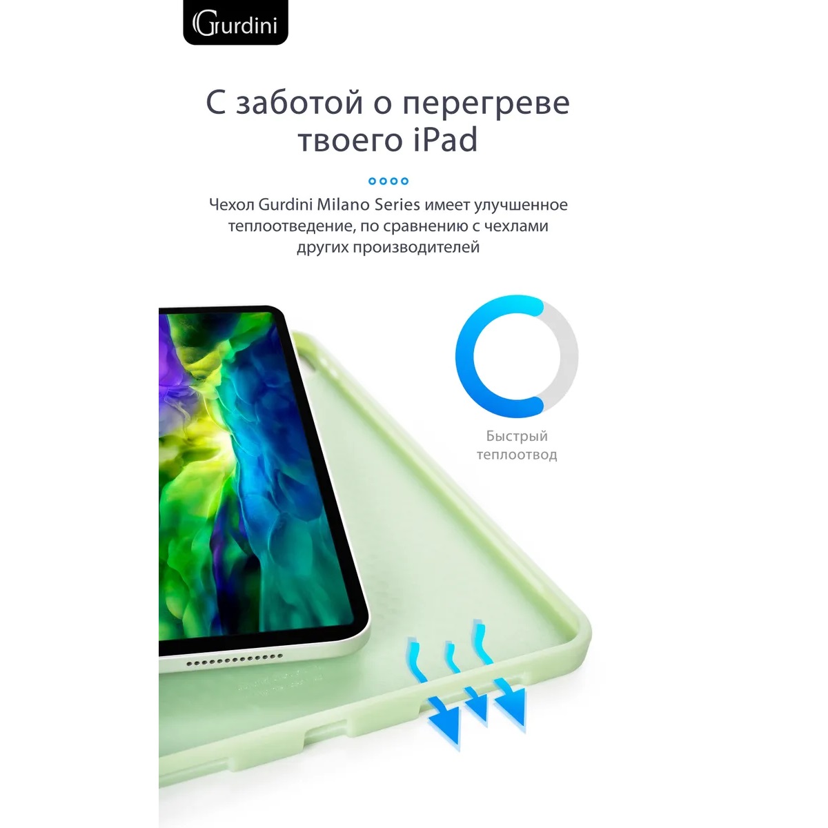 Чехол-книжка Gurdini Milano Series (pen slot) для iPad Air 10.9/11 (2020-2025​) Green
