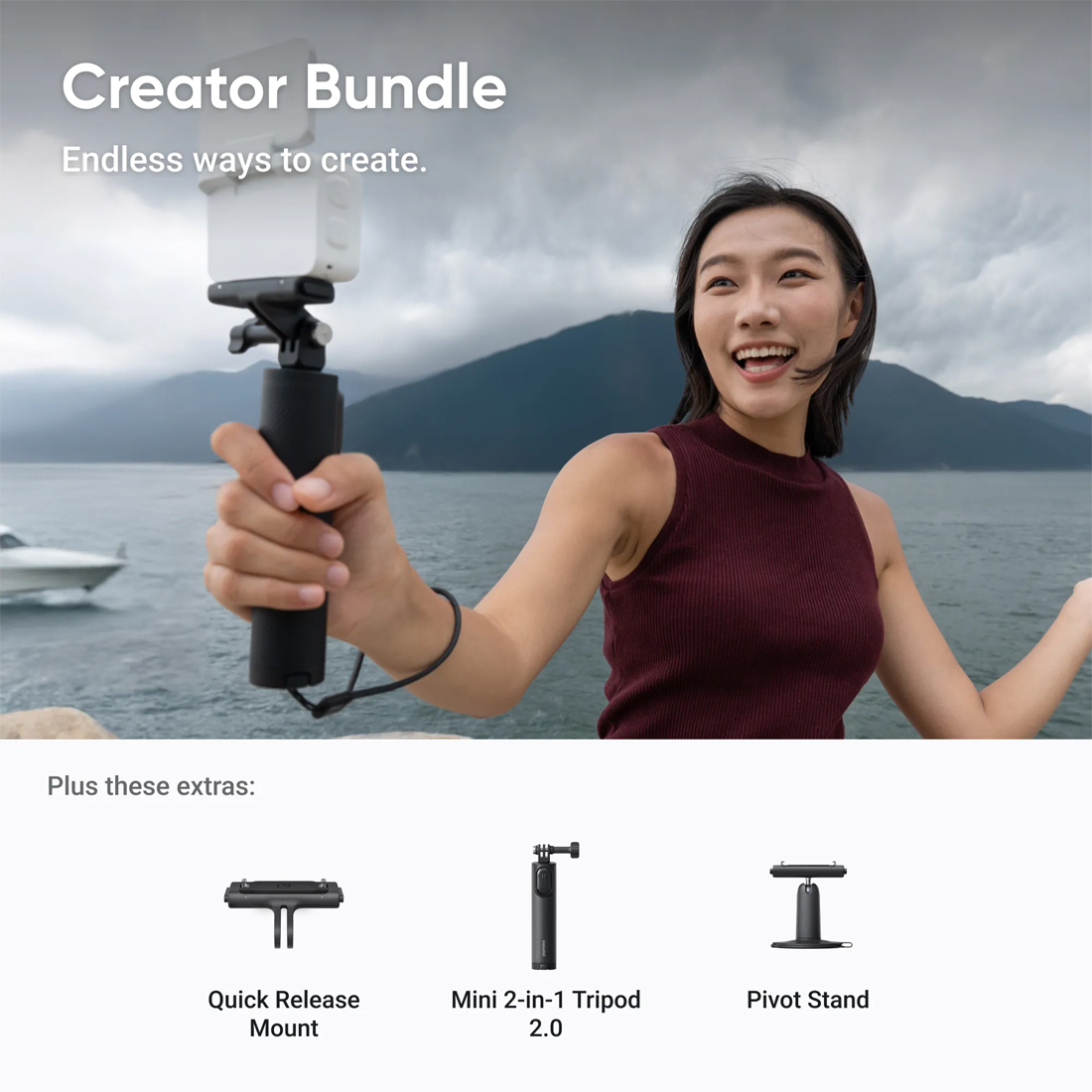 Экшн-камера Insta360 GO Ultra Creator Bundle Arctic White