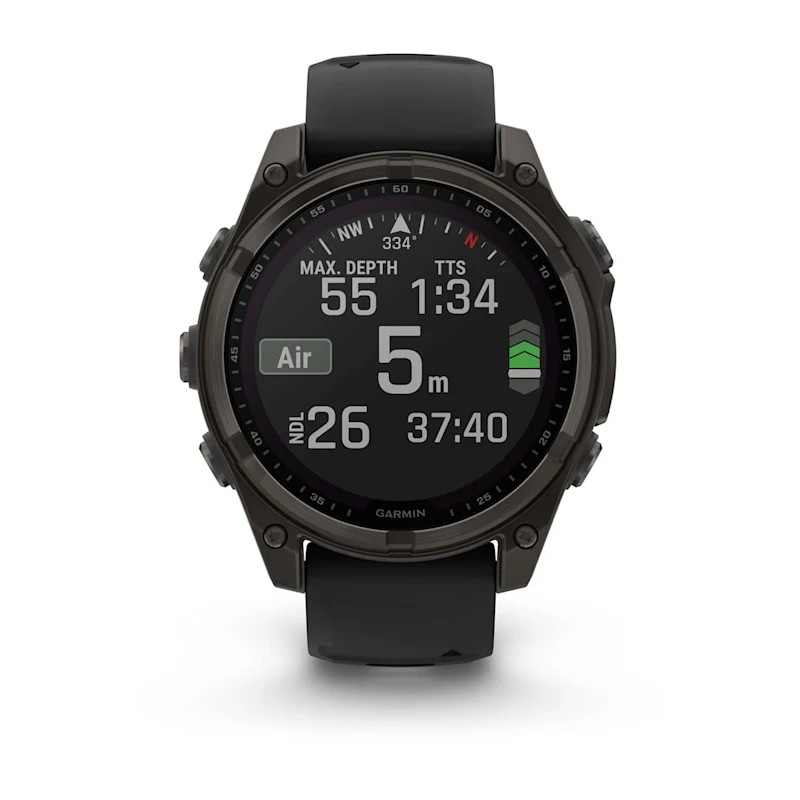 Умные часы Garmin fenix 8 – 47 mm Solar Sapphire carbon gray DLC titanium with black/pebble gray silicone (010-02906-11)