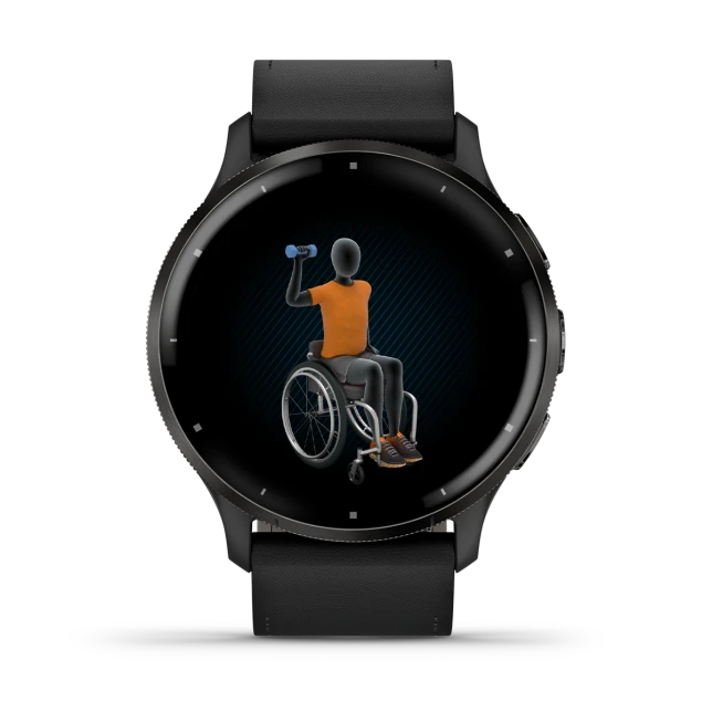 Умные часы Garmin Venu 3 Slate stainless steel bezel with black case and black leather band (010-02784-52)