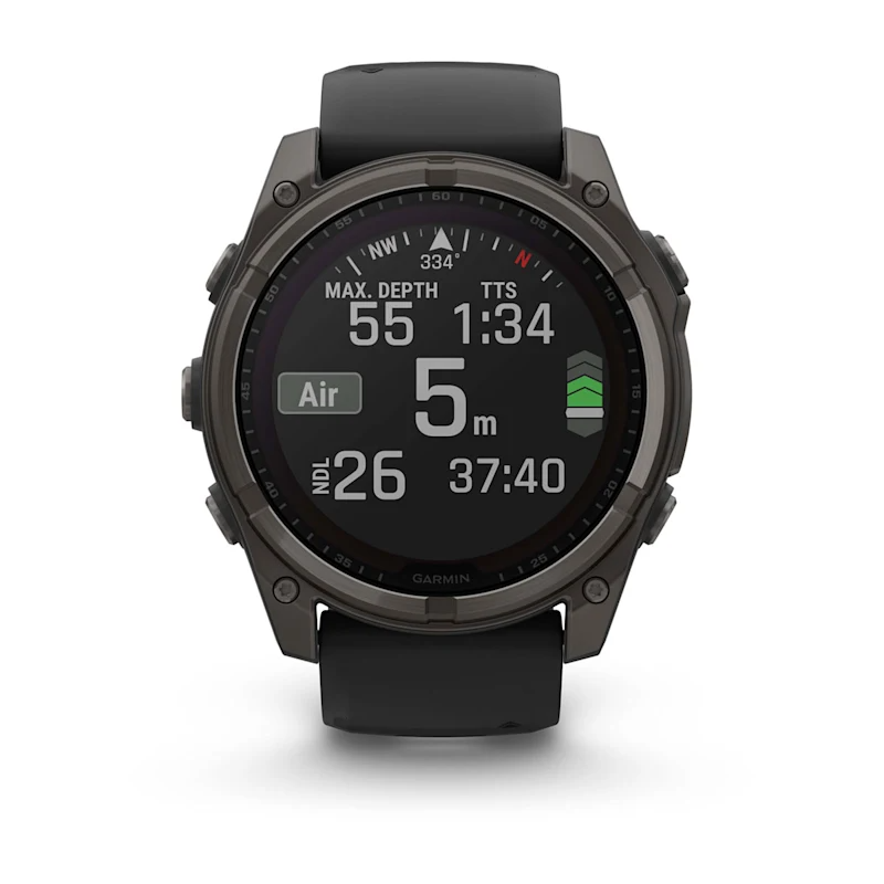 Умные часы Garmin fenix 8 – 51 mm Solar Sapphire carbon gray DLC titanium with black/pebble gray silicone (010-02907-11)