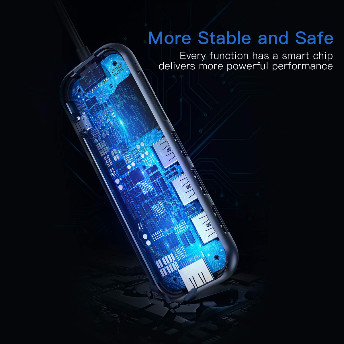 USB-концентратор Baseus Multi-functional HUB Type-C to USB3.0x3/ HDMI/ Type-C/ TF/ SD (CAHUB-CZ0G) для Macbook