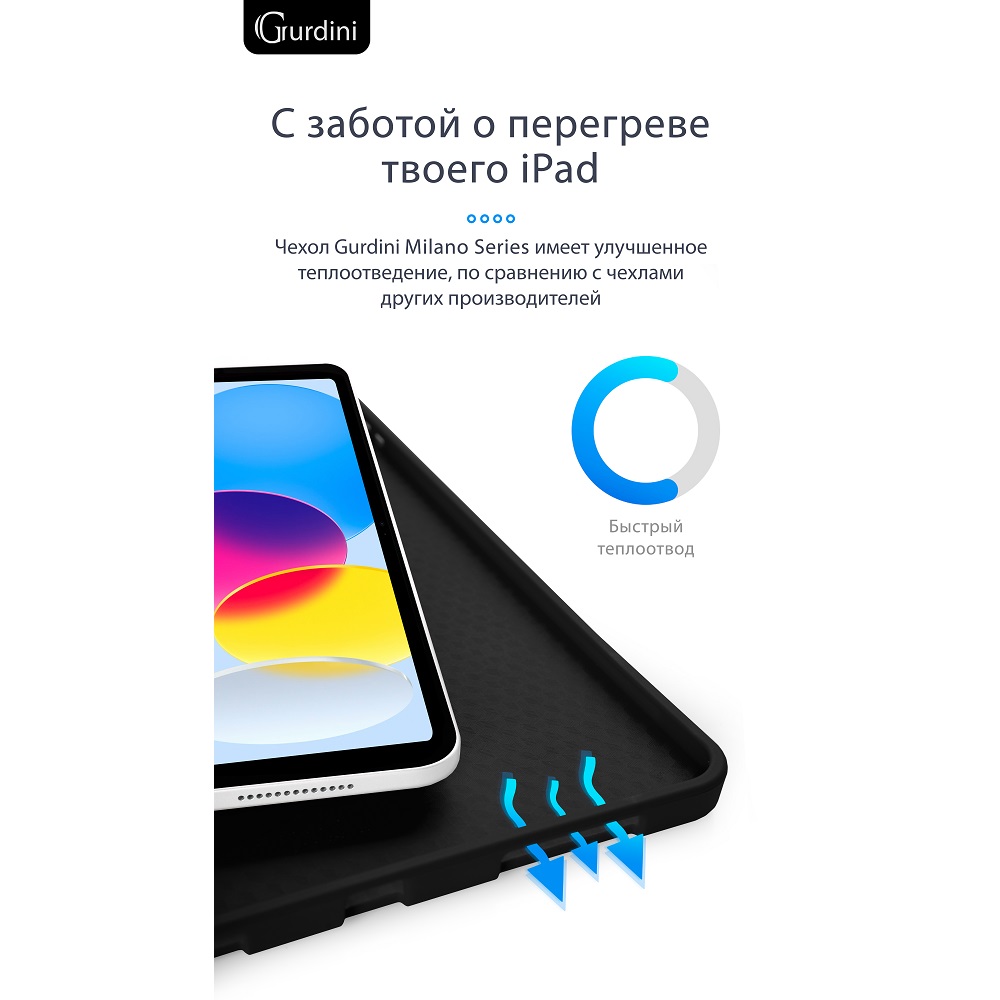Чехол-книжка Gurdini Milano Series (pen slot) для iPad 10.9 (2022)/11 (2025 A16) Black