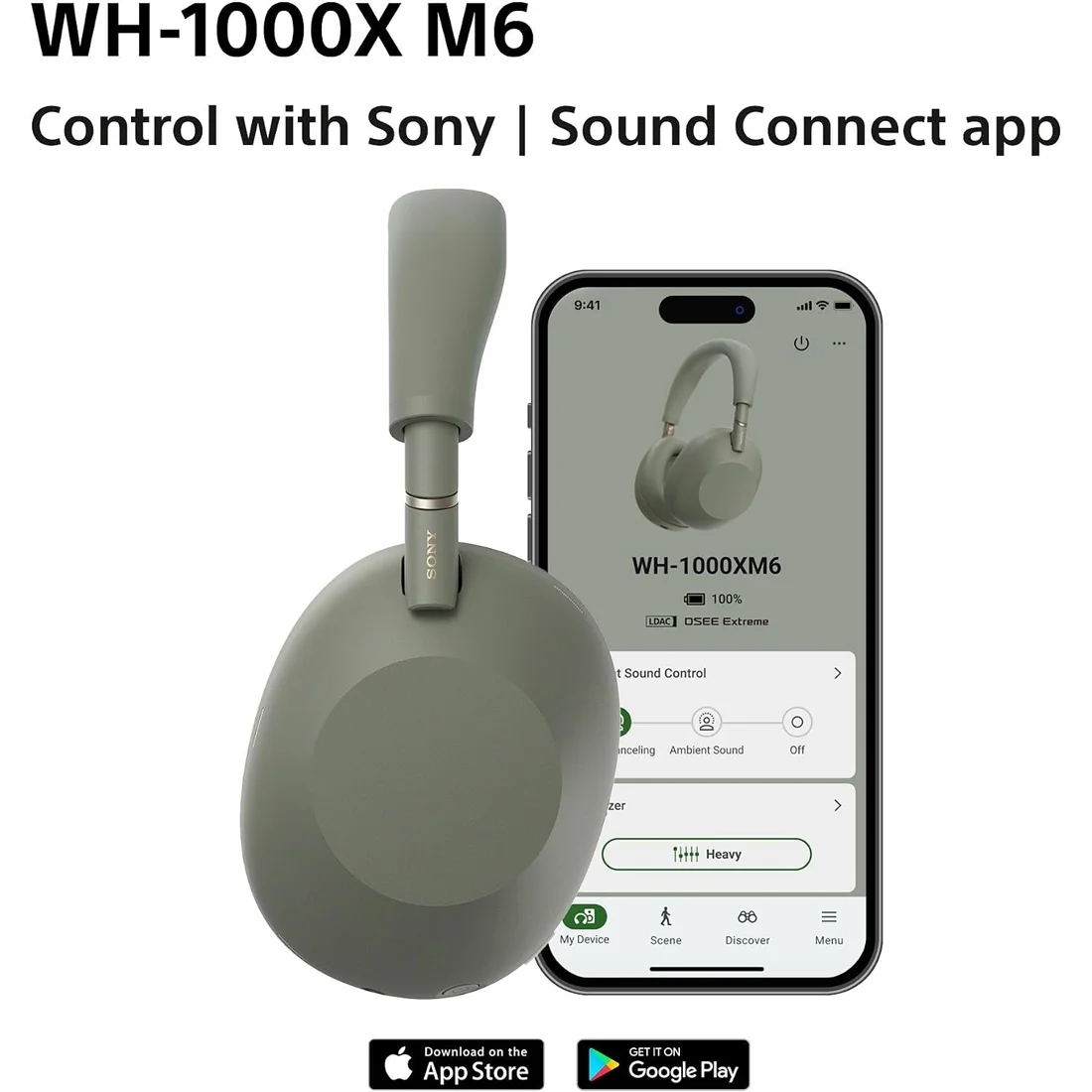 Беспроводные наушники Sony WH-1000XM6 Olive Gray