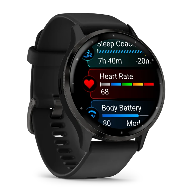 Умные часы Garmin Venu 3 Slate stainless steel bezel with black case and silicone band (010-02784-01)