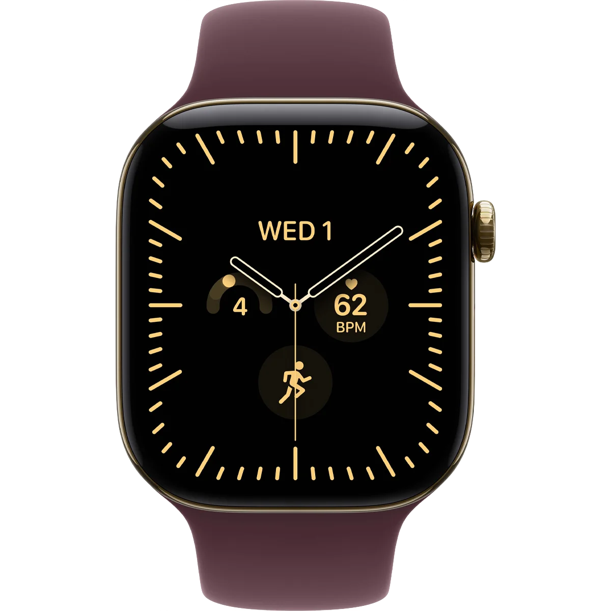 Умные часы Apple Watch Series 12 GPS + Cellular, 46mm Radiant Gold Titanium Case with Burgundy Sport Band - S/M