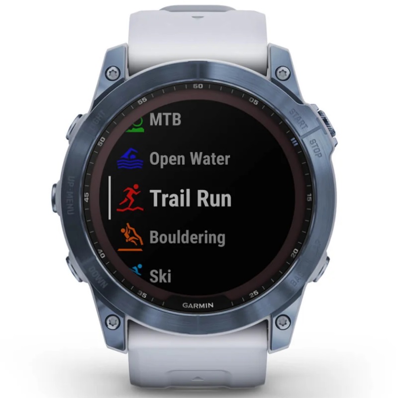 Умные часы Garmin fenix 7X – Sapphire Solar Edition Mineral Blue DLC Titanium with Whitestone Band (010-02541-15)