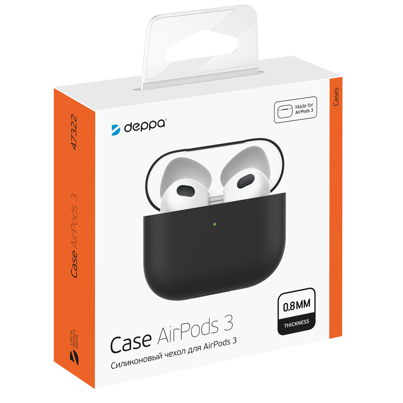 Силиконовый чехол Deppa Black для AirPods 3 (47322)