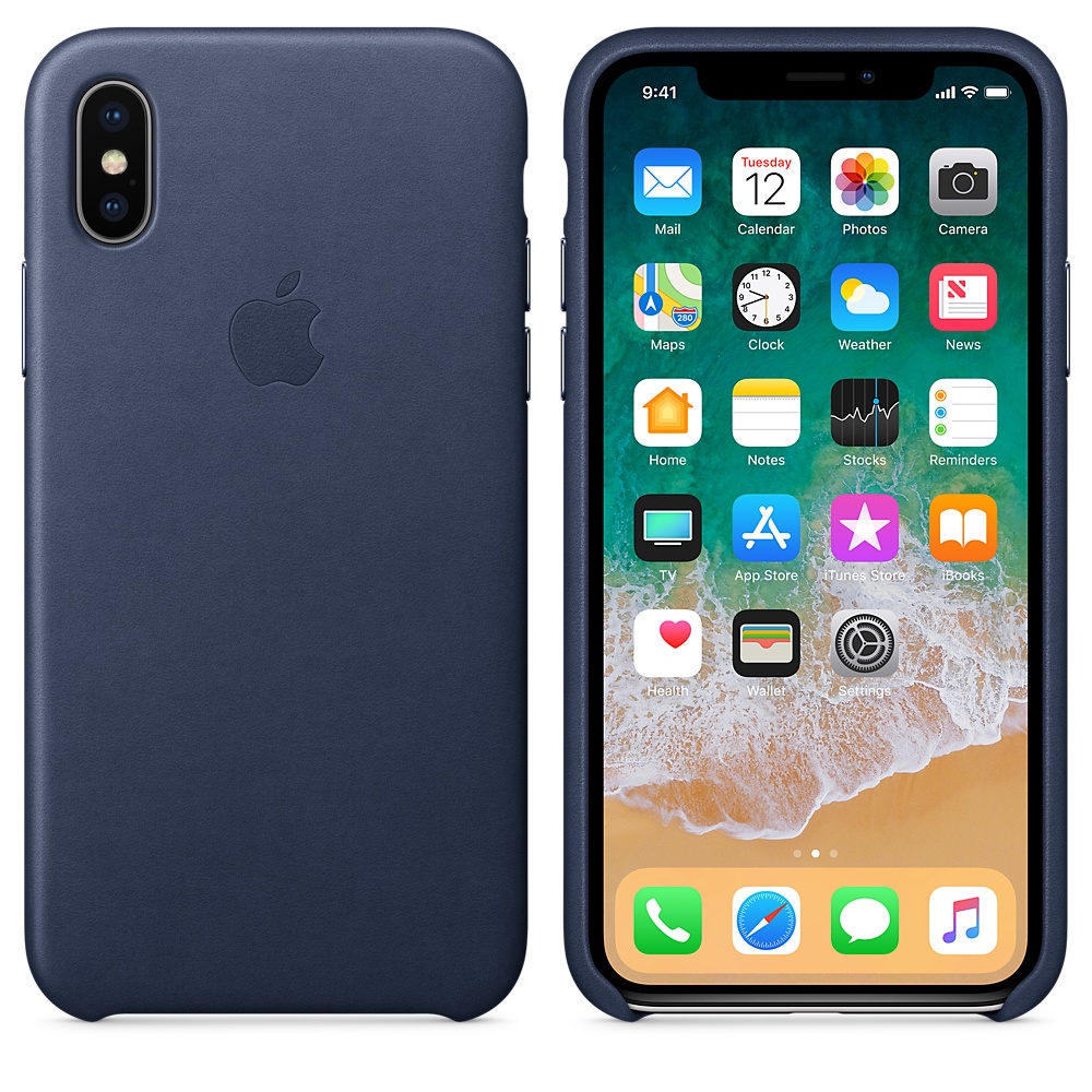 Кожаный чехол Apple iPhone X Leather Case - Midnight Blue (MQTC2ZM/A) для iPhone X