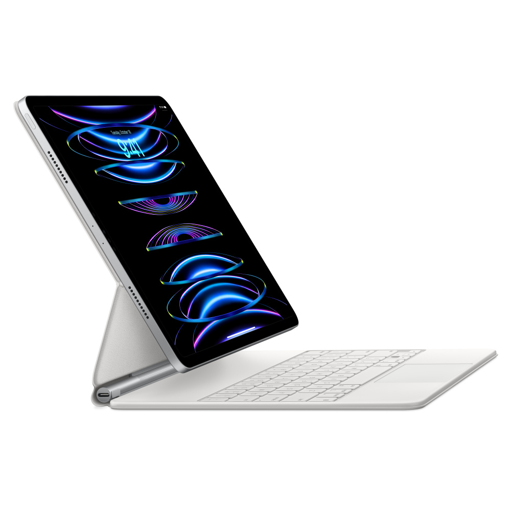Чехол-клавиатура Apple Magic Keyboard для iPad Pro 12.9 (2020-2022)/Air 13 (2024/2025) White (MJQL3) кириллица (лазерная гравировка) + QWERTY