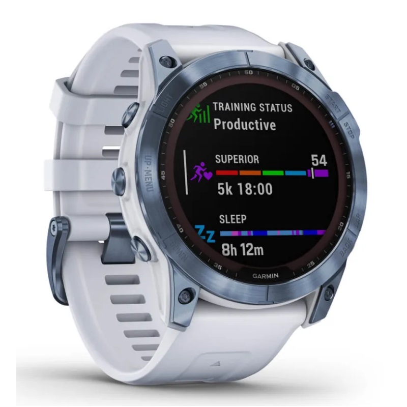 Умные часы Garmin fenix 7X – Sapphire Solar Edition Mineral Blue DLC Titanium with Whitestone Band (010-02541-15)